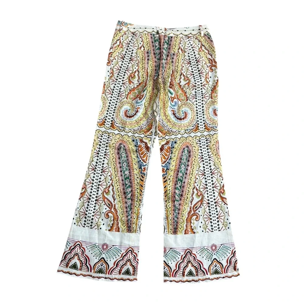 Zara NWT Boho Linen Blend Trousers‎